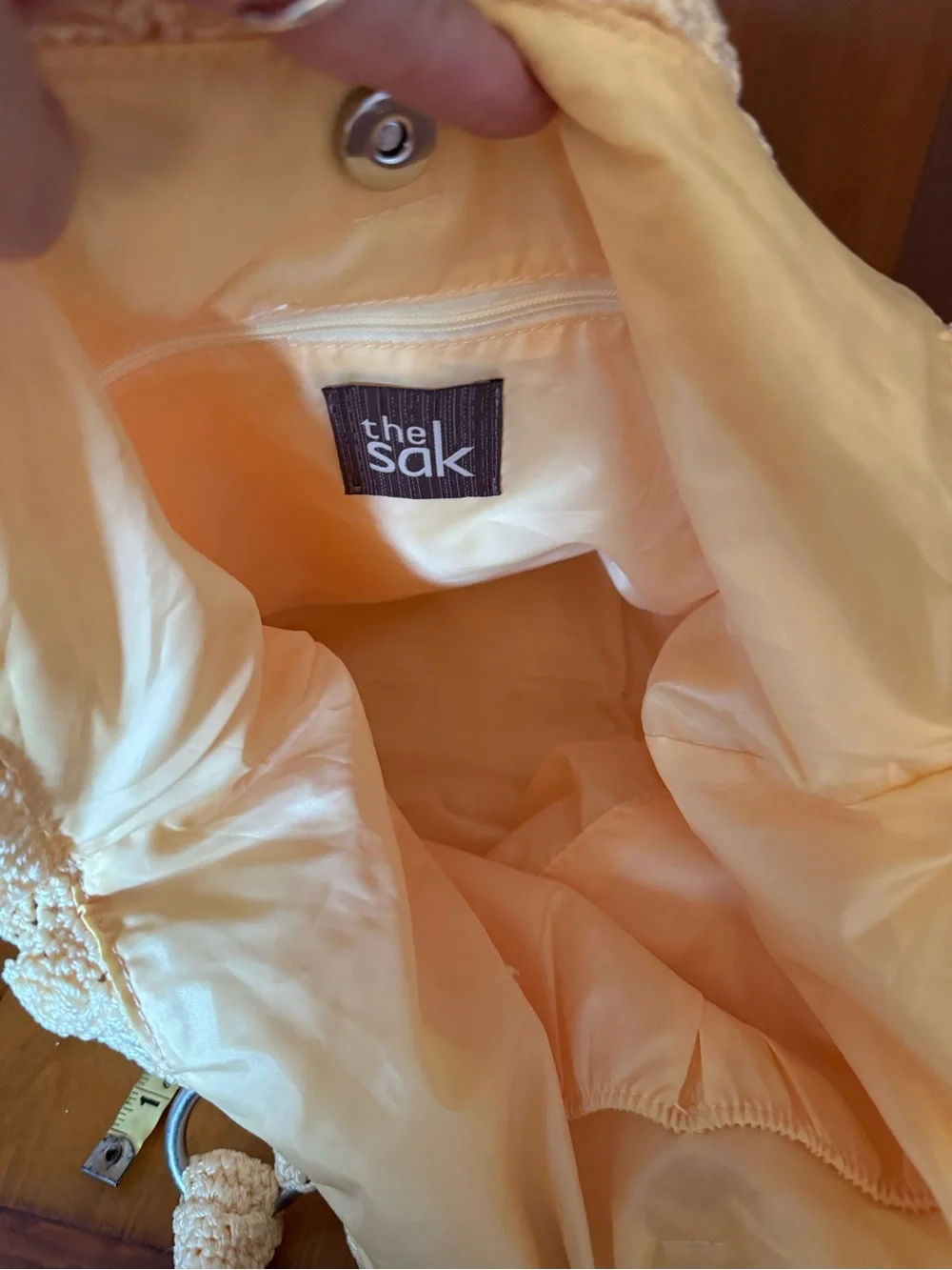 The Sak Vintage Y2K Cream Hand Crochet Hobo Shoulder Bag Textured Bubble Knit